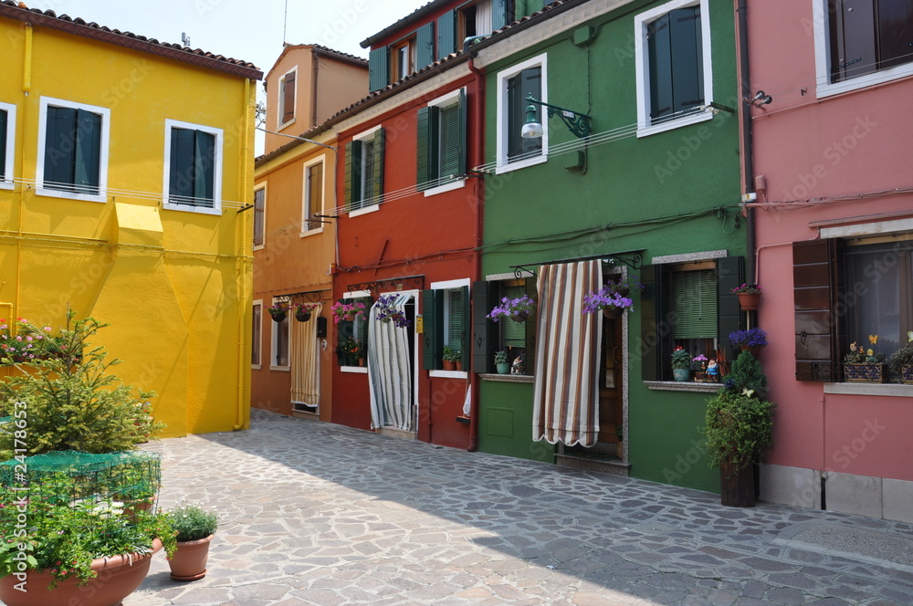 Isla de Burano en Venecia, Italia