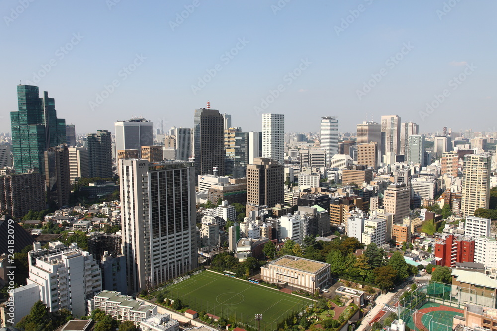 Panorama with skyscrapers in Tokyo City, Japan