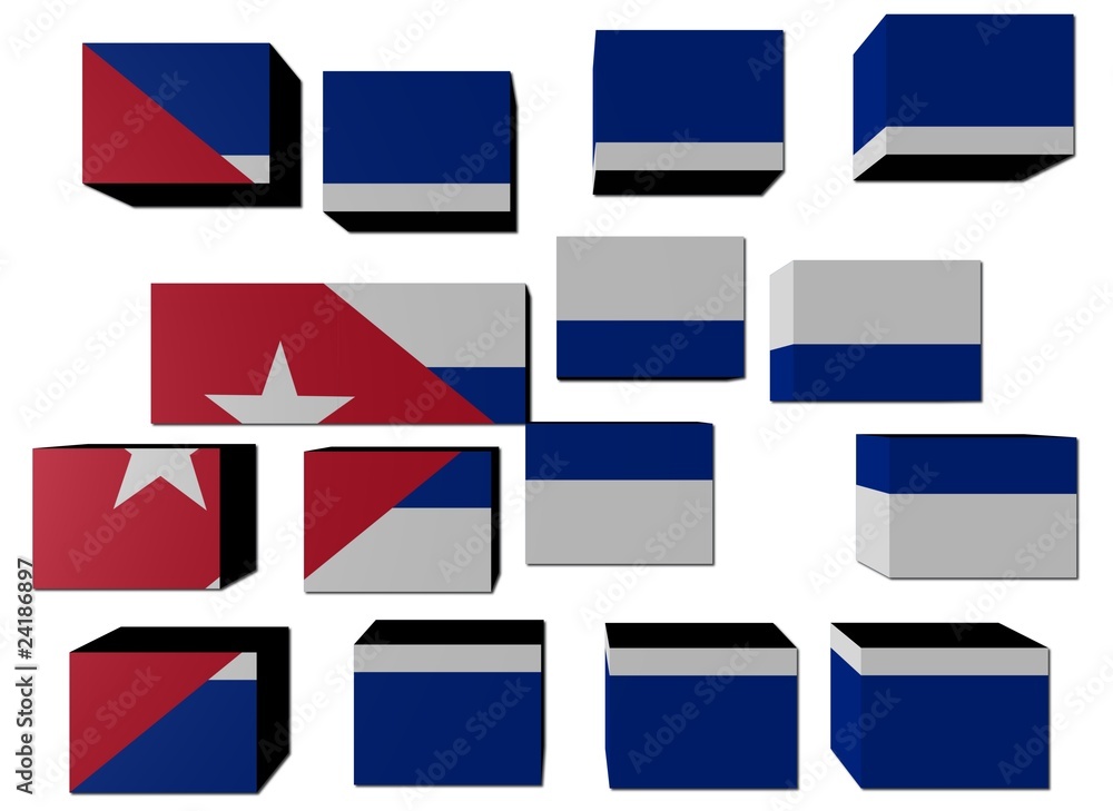 Fototapeta premium Cuban Flag on cubes against white illustration