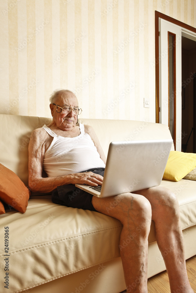 elder man with laptop elder man with laptop