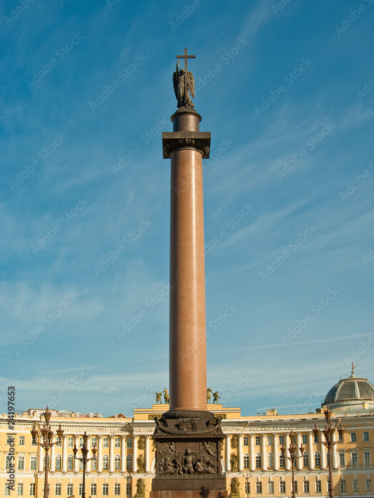 Alexander column on Palace square in Saint-Petersburg, Russia
