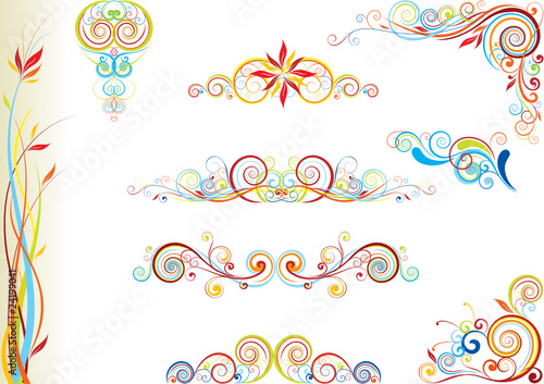 Set of color floral design