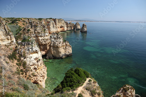 Cliffs at Atlantic Ocean coast in Algarve, Portugal