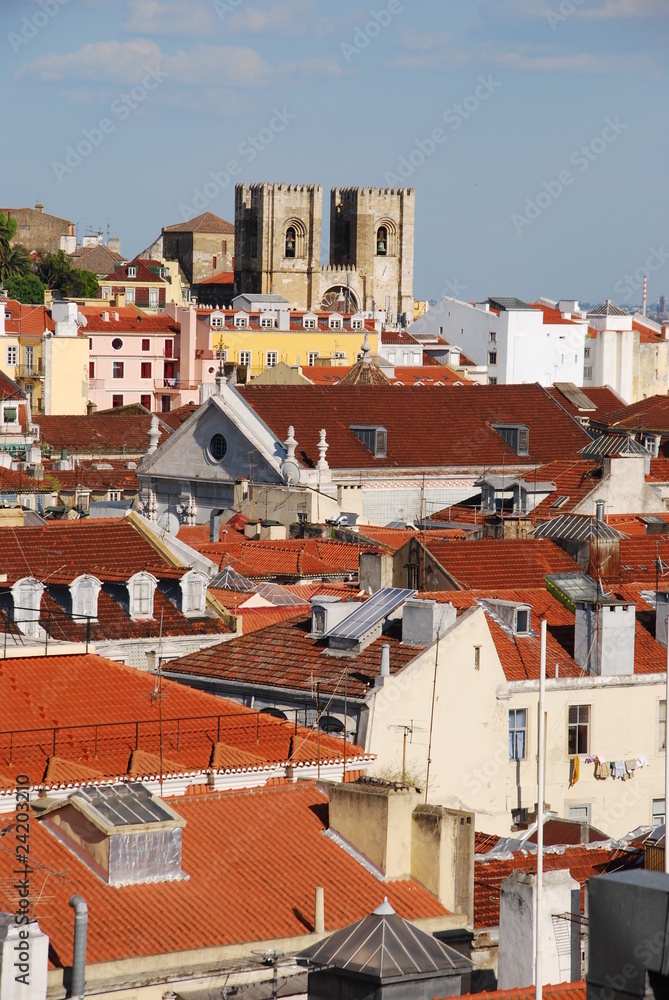 Lisbon cityscape with Sé Cathedral