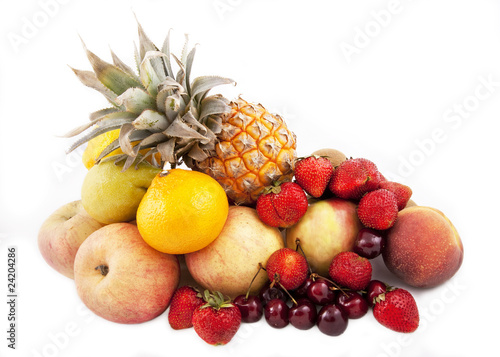 fresh fruits isolated on white background
