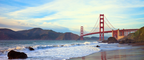 Canvas schilderij Golden Gate Bridge Golden Gate Bridge panoramisch uitzicht  © nstanev