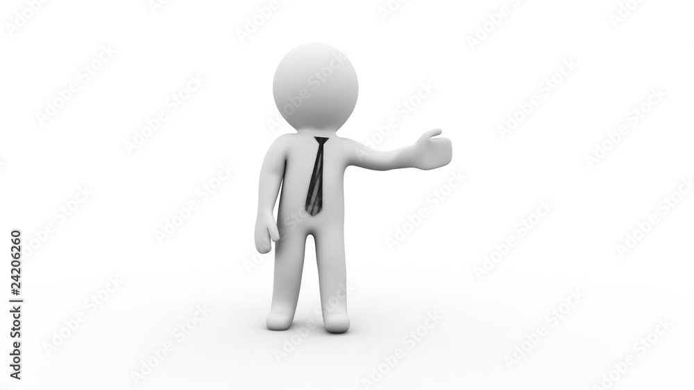 3d Businessman cartoon character walking and presenting 3d Businessman cartoon character walking and presenting