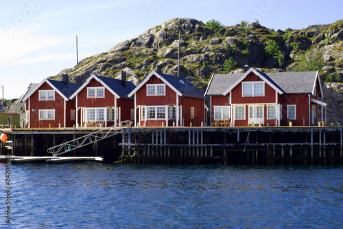 Cottages on island Skrova on Norwegian Lofoten Islands