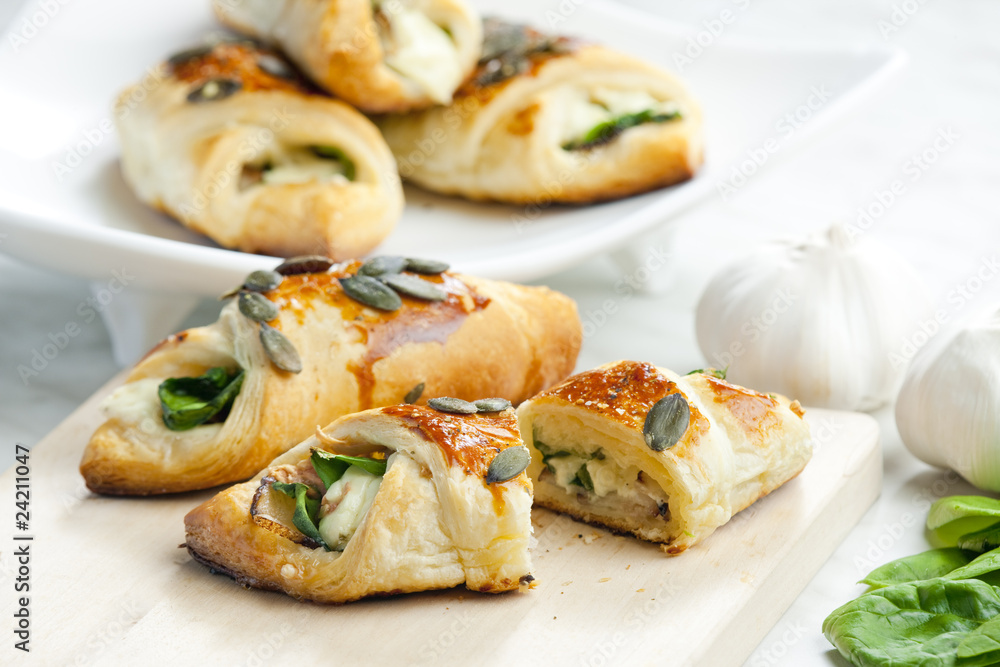 puff pockets filled with spinach and cheese
