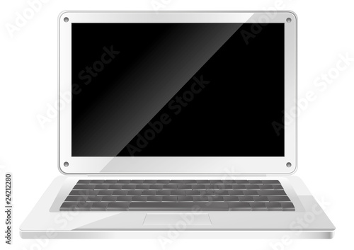 Simple silver laptop, vector illustration