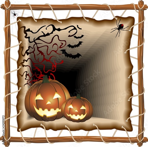 Halloween su Telaio-Halloween Pumpkins on Frame-Vector