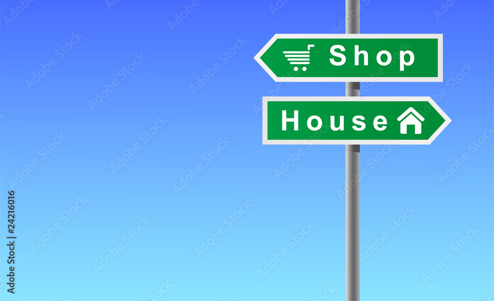 Arrows shop house on sky background. Arrows shop house on sky background.
