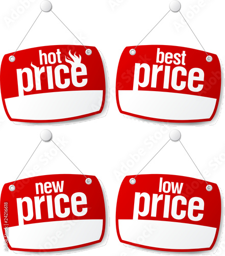Best price signs set with empty place for prices