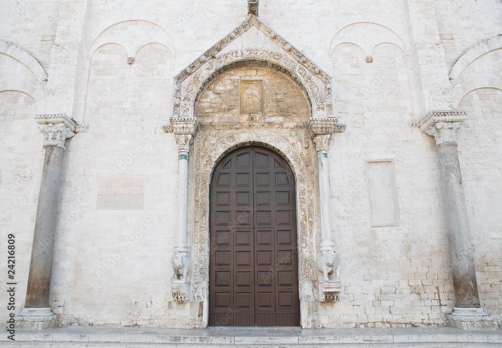 Wooden Portal of Basilica St. Nicholas. Bari. Apulia.
