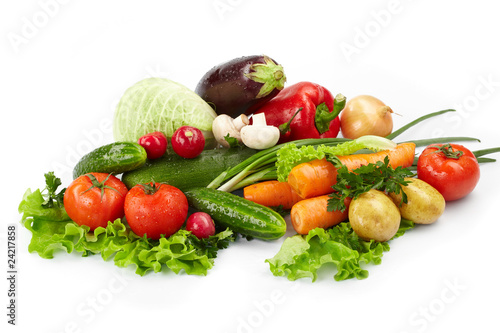 fresh vegetables on the white background