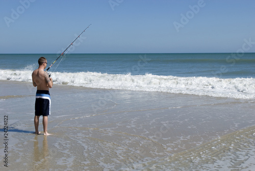 Male Fishing in Ocean