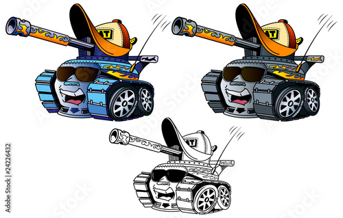 Tanques de guerra con elementos urbanos