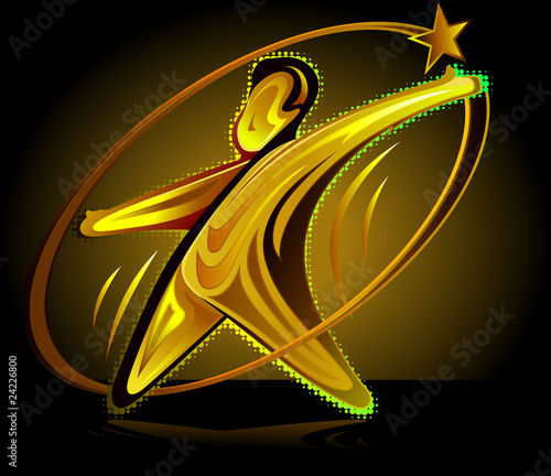 Premio con figura humana con estrella en tonos dorados