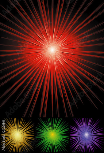 Explosión colorida de luz en fondo negro