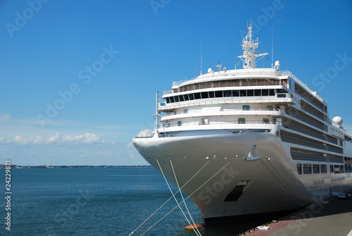 The passenger ship is moored in port © soleg