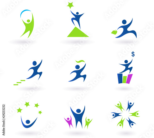 Collection of human business, success and money icons