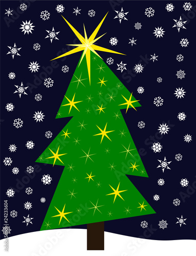 Crooked Christmas tree in nature