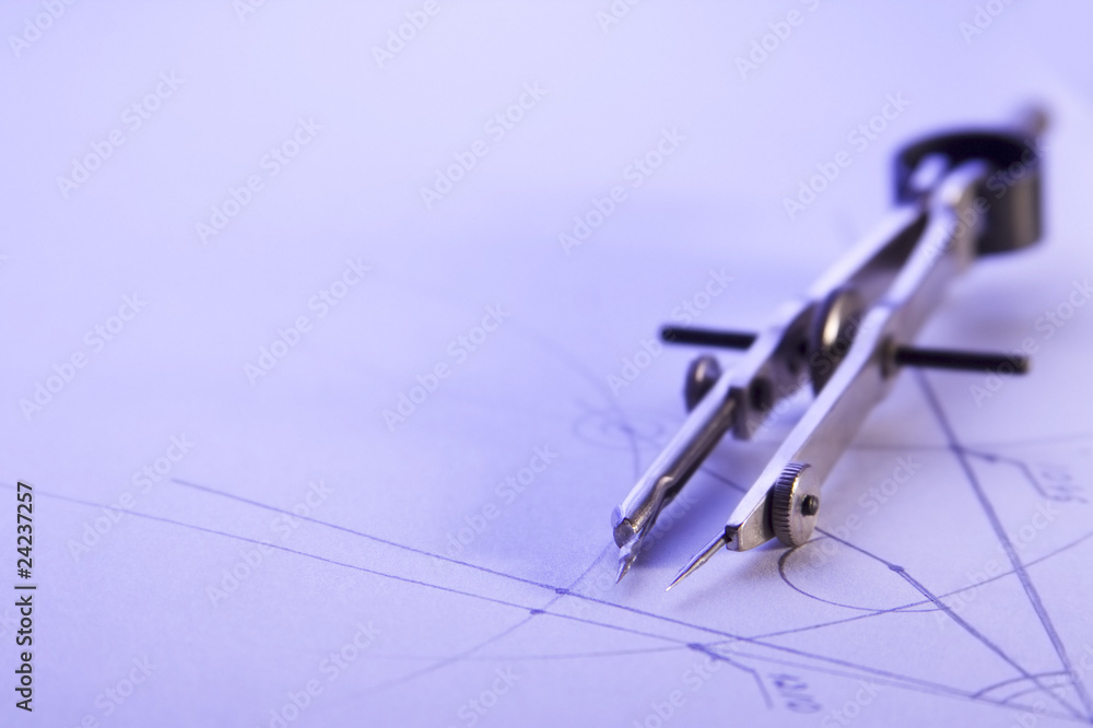 Fototapeta premium compasses on paper