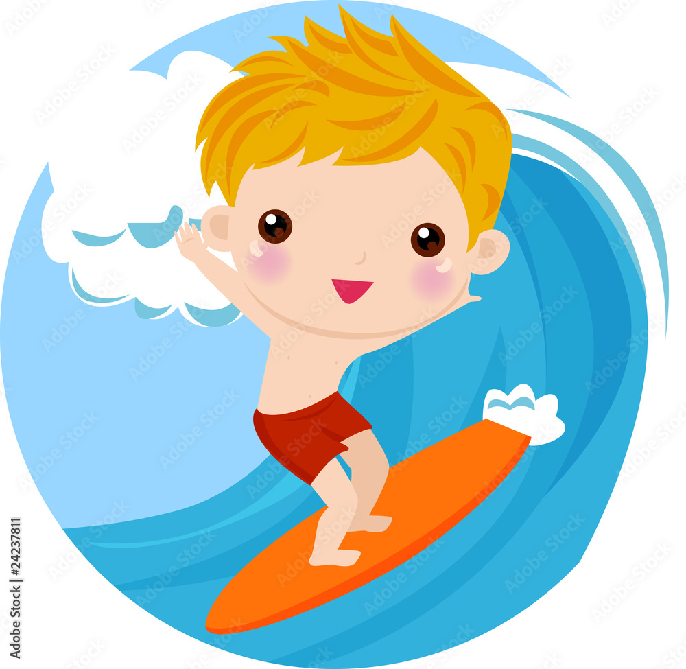 Boy Surfer on the wave Illustration