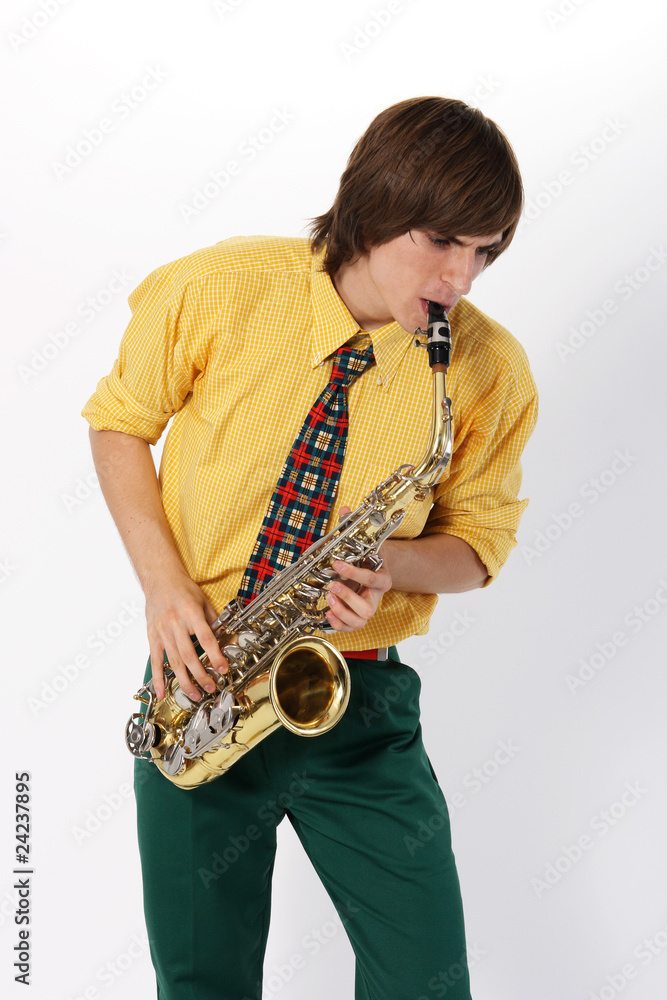 Naklejka premium Man with a sax