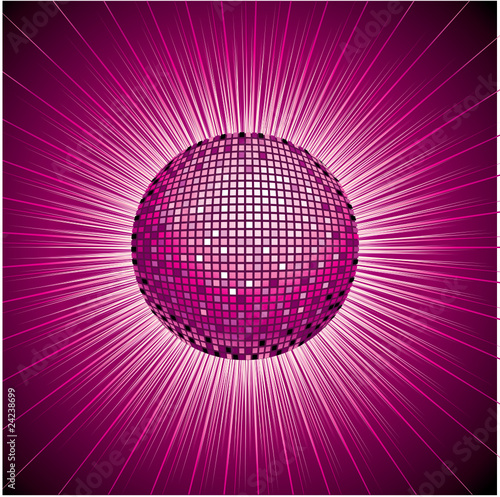 Vector background with shining disco-ball and pattern