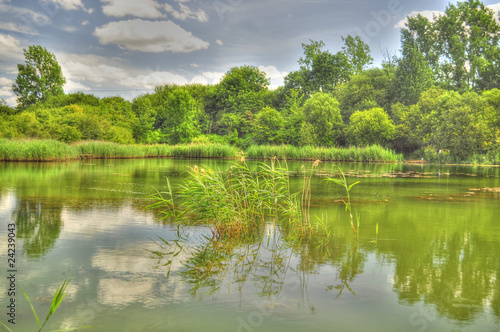 Fototapeta Naklejka Na Ścianę i Meble -  HDR Photograph of a Fishing Lake