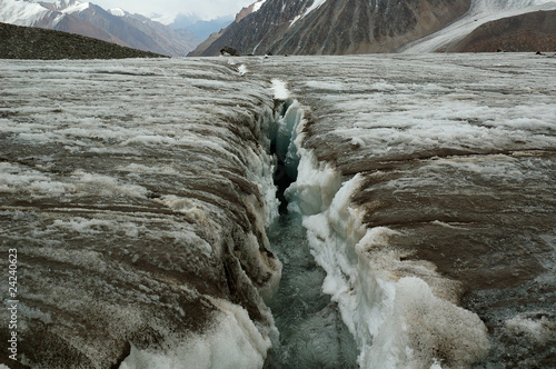 River in glacier crack, mountains of Tien Shan, Kirgizistan.
