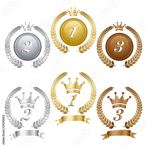 Gold silver and bronze medals
