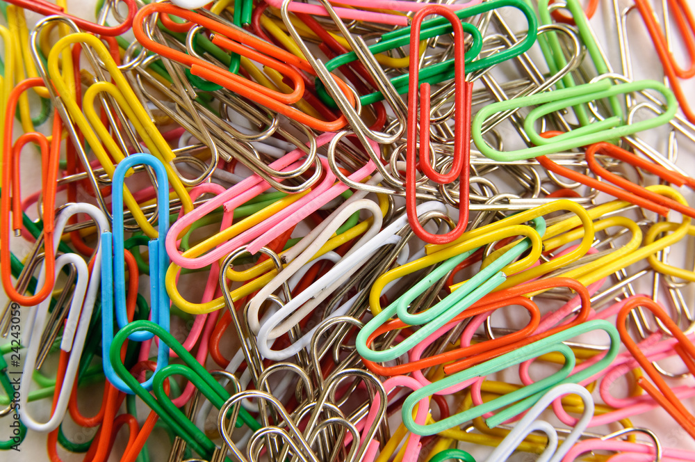 Colourful paper clips. Colourful paper clips.