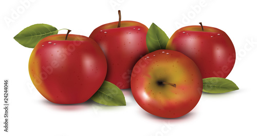 Illustration of red apples with water droplets