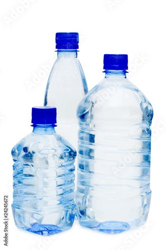 Water bottles isolated on the white background