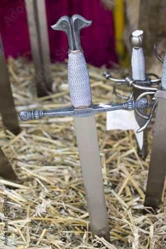 Real medieval swords for gladiators in Rodemack festival