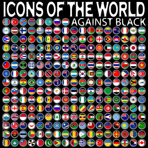 icons of the world against black