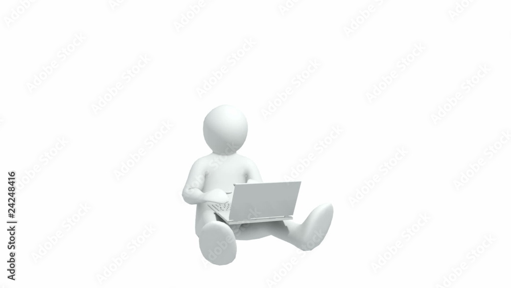 3d man using his computer 3d man using his computer