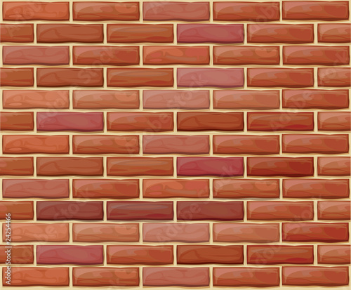 Vector seamless brick wall made of red bricks different colors.