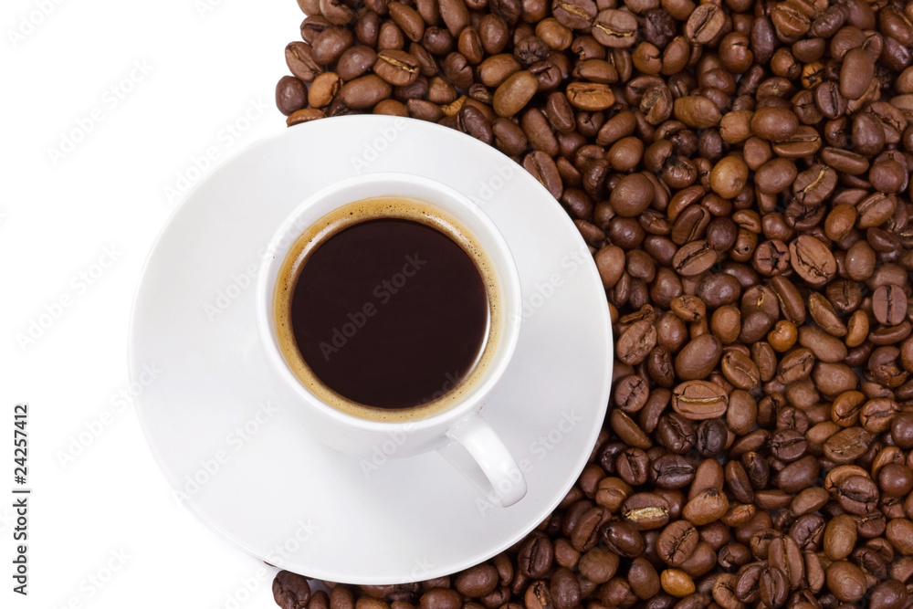 Fototapeta premium cup of coffee at beans