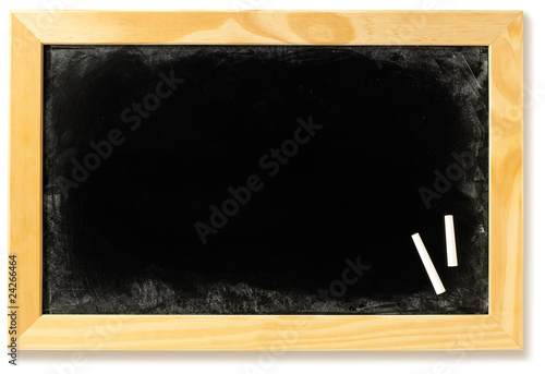 blank blackboard chalkboard and chalk