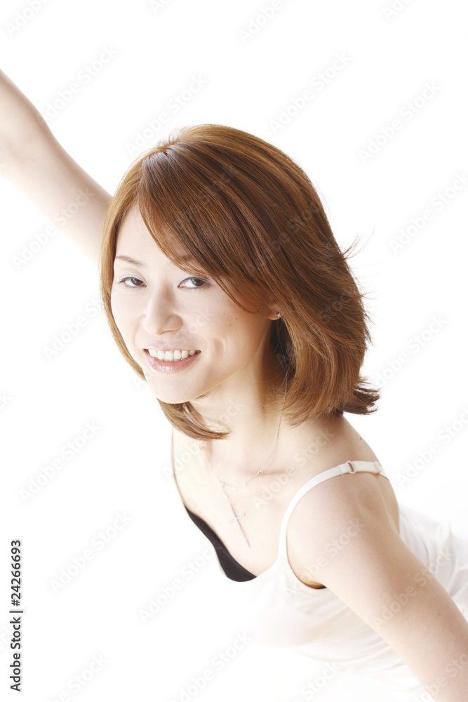 ストレッチする女性 ストレッチする女性