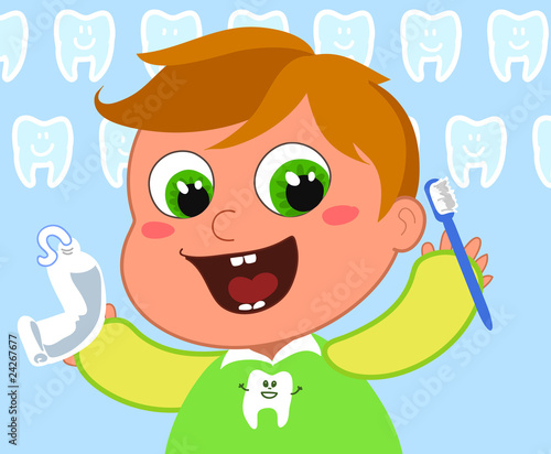 Bambino che si lava i denti