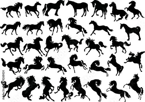 thirty four horse silhouettes
