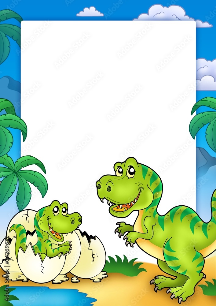 Fototapeta premium Frame with tyrannosaurus rex