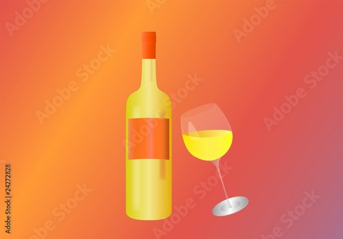 white wine bottle and glass