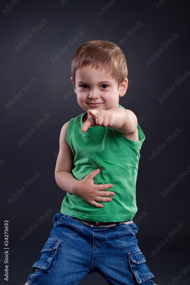 Funny boy pointing Funny boy pointing