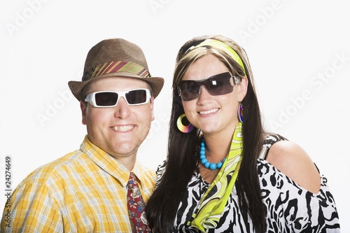 Couple Dressed In 1970's Clothing