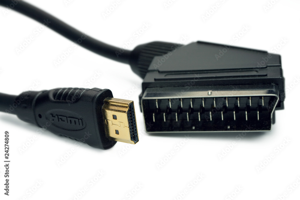 HDMI and SCART connector foto de Stock | Adobe Stock